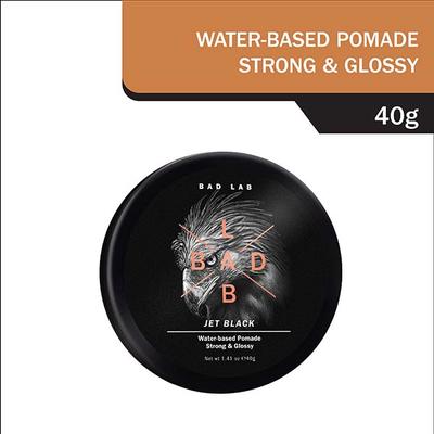 Bad Lab Jet Black Water-based Pomade, Strong & Glossy 40 gm - Pomades