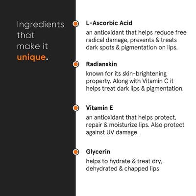 Minimalist 8% L-Ascorbic Acid Lip Treatment Balm with Vitamin E, Radianskin & Gylcerine 12 gm - Lip Balms