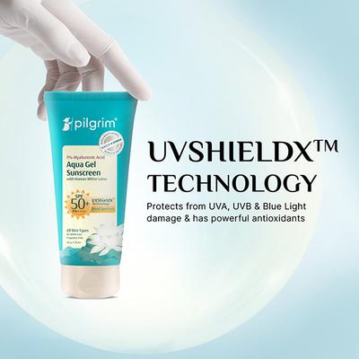 Pilgrim 1% Hyaluronic Acid Sunscreen Gel SPF 50 PA+++ 50 gm - Face Sunscreen