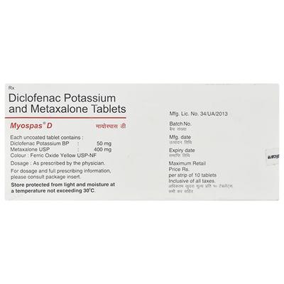 Myospas D Tablet 10'S - Muscle Spasm-Mus