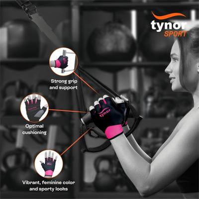Tynor Sport Grip Women's Gym Gloves - Black & Pink (XL) 1's - Gym Accessories