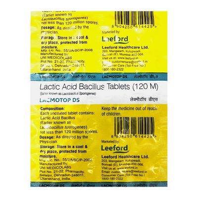 LACMOTOP DS Tablet 20's - Diarrhoea-Ant