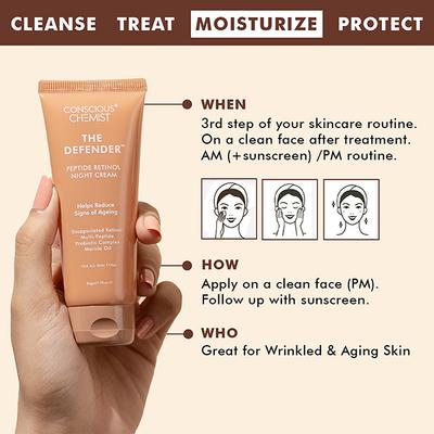 Conscious Chemist The Defender Multi Peptide Retinol Anti Aging Night Gel Cream 50gm - Face Moisturizers