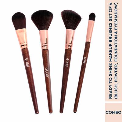 Gubb Ready To Shine Makeup Brushes Set Of 4 (Blush, Powder, Foundation & Eyeshadow) 1's - Face Brush