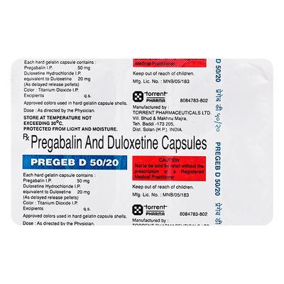 PREGEB D 50/20 Capsule 10's - Neuropathic Pain-Dru