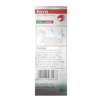 TIOVA SYNCHROBREATHE with Dose Counter 120MD Inhaler 8.4g - Asthma/COPD-Ast