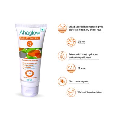 AHAGLOW SPF 40 PA+++ SKIN PROTECT Gel 60gm - Sunscreen Preparations-Emo