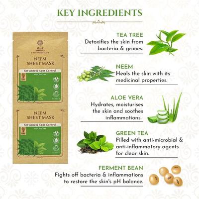Khadi Essentials Ayurvedic Tea Tree Serum Sheet Mask For Spot Removal & Hydrated Skin (Pack of 3) 100 gm - Sheet Masks