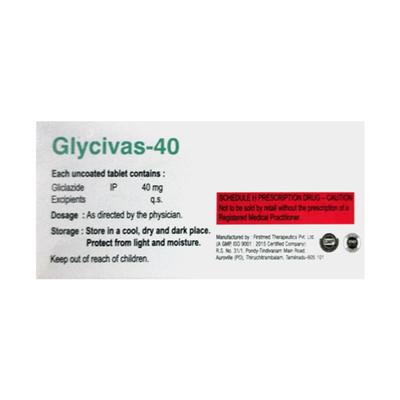 GLYCIVAS 40 Tablet 10's - Diabetes-Ant