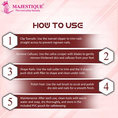Majestique Professional Manicure And Pedicure Tools Kit For Smooth, Beautiful Feet - Multicolor 7's - Manicure & Pedicure Kits