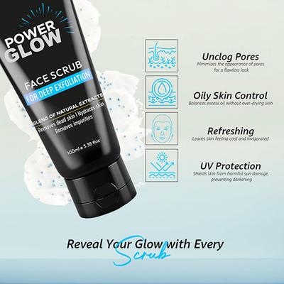 Mancode Power Glow Face Scrub for Men - Deep Exfoliation & Hydration with Natural Ingredients 100 gm - Scrubs & Exfoliants
