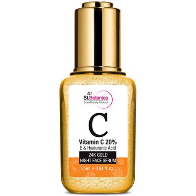 Stbotanica Vitamin C 20%, E & Hyaluronic Acid 24K Gold Night Face Serum 25 ml - Face Gels