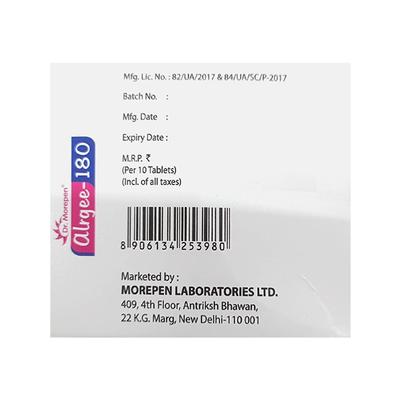 ALRGEE 180 Tablet 10's - Allergies-Ant