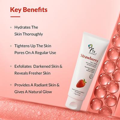 Fixderma Strawberry Face Wash with Vitamin E and Strawberry Extract, Face Wash and Face Cleanser 75 gm - Face Wash & Cleansers