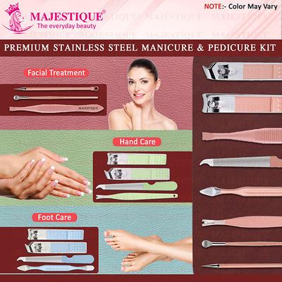 Majestique Manicure and Pedicure Set, Nail Clippers Kit and Cuticle Cleaning - Multicolor 1's - Body Scrubbers & Brushes