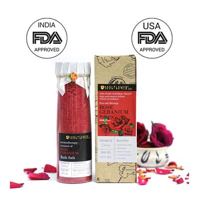 Soulflower Aroma Bath Salt - Rose Geranium 500 gm - Bath Salts