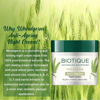 Biotique Wheatgerm Anti-Ageing Night Cream 50gm - Face Creams