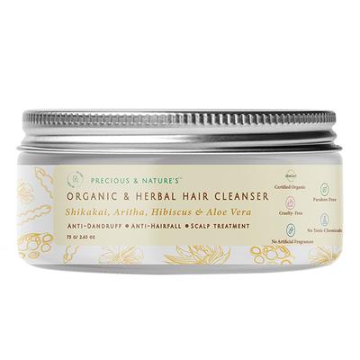 Precious & Nature's Organic Herbal Hair cleanser for Anti Dandruff and Hair fall control 75gm - Sachet/Shampoo