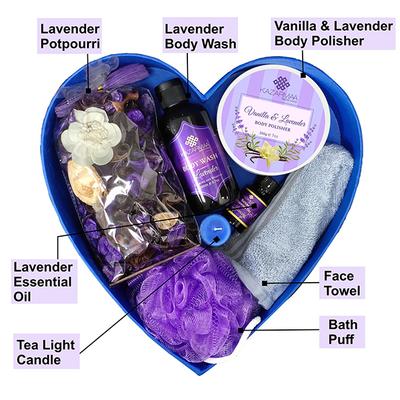 Kazarmaa Lavender Love bath and spa gift hamper set 1300 gm - Shower Gels & Body Wash