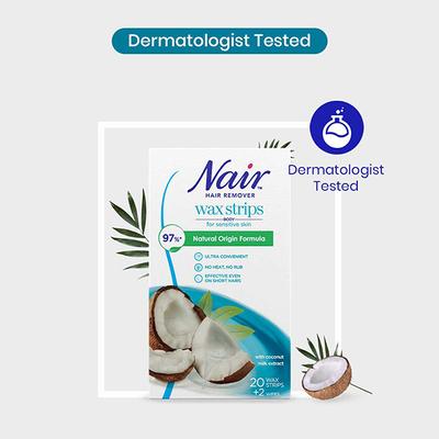 Nair Body Wax Strips for Sensitive Skin - Coconut 20's - Hair Removal Accessories