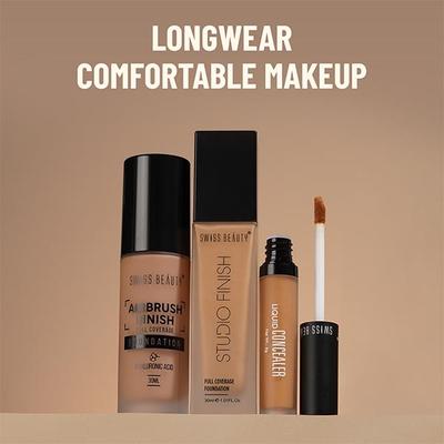 Swiss Beauty Airbrush Finish Full Coverage Foundation -Golden Beige 30 ml - Foundation