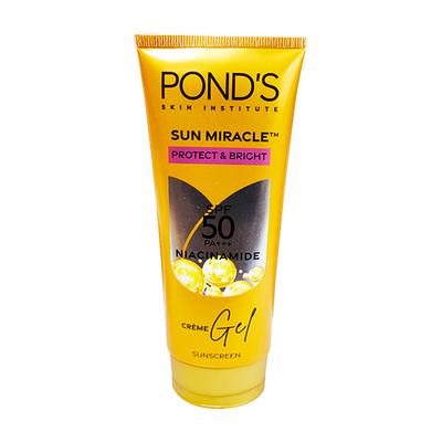 Pond's Sun Miracle SPF 50 PA+++ Creme Gel Sunscreen - Protect and Bright, with Niacinamide 100 g - Face Sunscreen