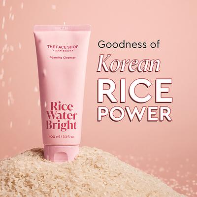 The Face Shop Rice Water Bright Foaming Cleanser - Best Korean Face Wash for Even Tone Skin 100 ml - Face Wash & Cleansers