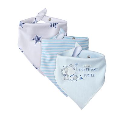 Mothercare Elephant and Turtle Dribbler Bibs - Blue (Pack of 3) - Feeding & Nursing