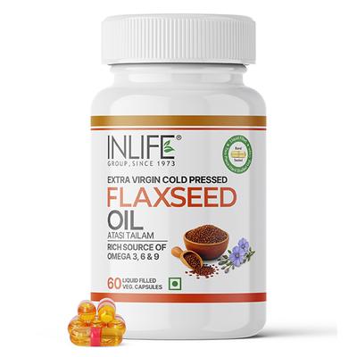 INLIFE Flaxseed Oil 500 mg Veg Capsules 60's - Omega Fish Oil Fatty Acids