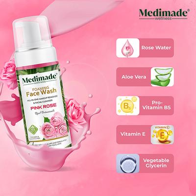 Medimade Pink Rose Face Wash 160 ml - Face Wash & Cleansers