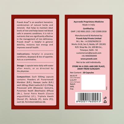 Pravek Anae Capsules 20's - Speciality Medicines