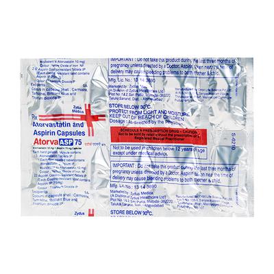 Atorva Asp 75mg Capsule 10'S - Blood Clot-Ant