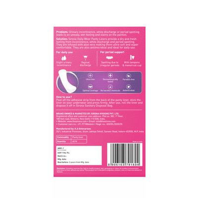 Sirona Daily Wear Cottony Soft Panty Liner (L) 60's - Panty Liners