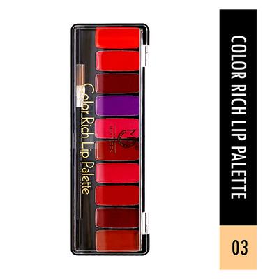 Matt Look 10 Colour Rich Lip Palette, Multicolor-03 8 gm - Lipsticks