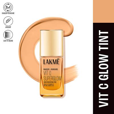 Lakme Makeup+Skincare Vitc Superglow Skin Perfecting Tint Warm Creme W120 25 ml - Foundation