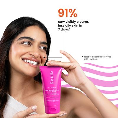 Foxtale Oil and Acne Control Face Wash - Fights Acne, Calms Skin, No Dryness 150 ml - Face Wash & Cleansers