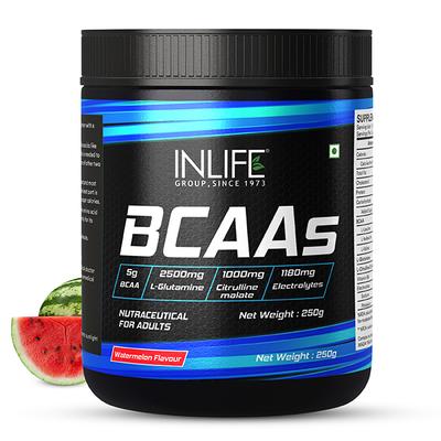 INLIFE BCAAS Powder - Watermelon Flavour 250 gm - Bcaa Supplements