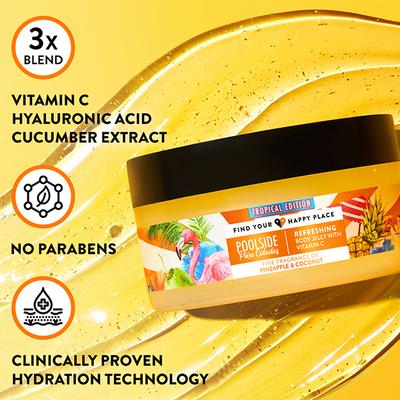 Find Your Happy Place - Poolside Pina Coladas Body Jelly Vitamin C & Hyaluronic Acid Pineapple & Cocount 200ml - Creams/Oils/Lotions