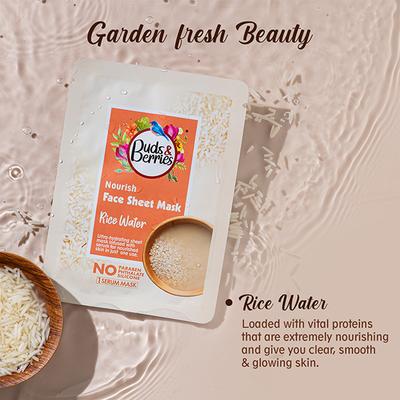 Buds & Berries Rice Water Sheet Mask Pouch 25 gm - Sheet Masks