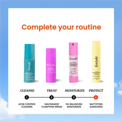 Foxtale SPF 70 Gel-Cream Sunscreen for Oily Skin with PA ++++ & Niacinamide 50ml - Face Sunscreen
