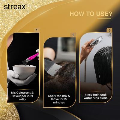 Streax Gel Hair Colour for women, Natural Brown 4, No ammonia hair color, 100% grey coverage 150 ml - Crème