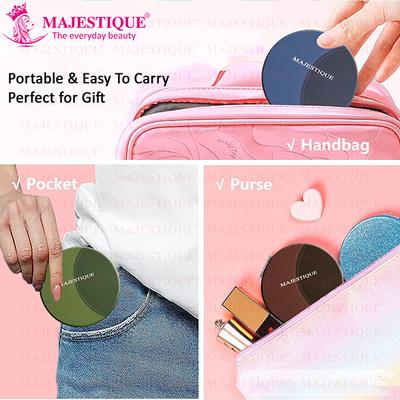 Majestique Round Latherite Finish Compact Mirror Fc85- Easy To Hold - Color May Vary 1's - Mirror