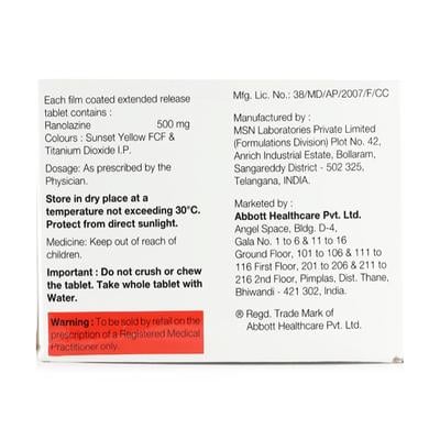 Ranogard 500mg Tablet 10'S - Angina