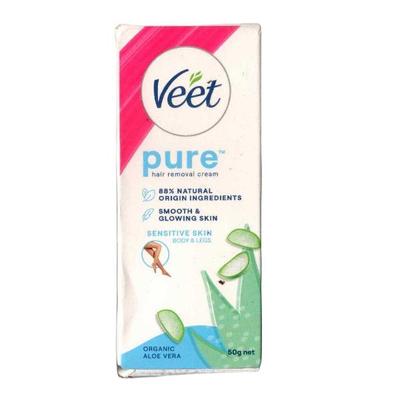 Veet Pure Sensitive Skin Body & Legs Hair Removal Cream - Organic Aloe Vera 50 gm (se) - Shaving & Hair Removal