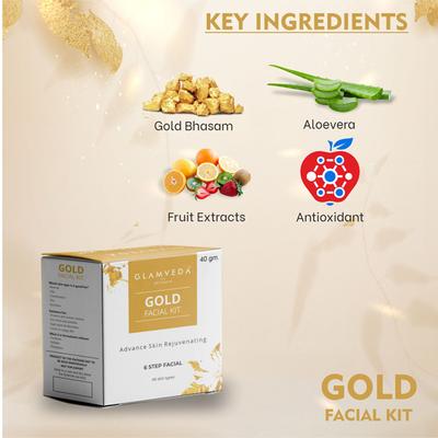 Glamveda Gold Rejuvenating Facial Kit 40 gm - Facial Kits