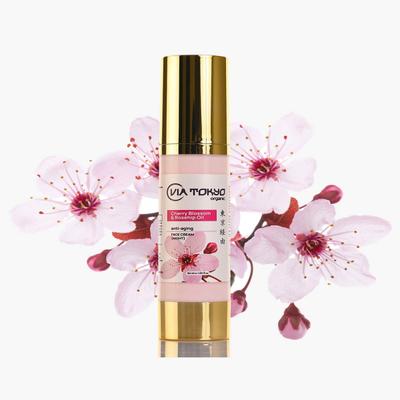 VIA TOKYO ORGANIC Cherry Blossom & Rosehip Oil Face Cream, Anti - Aging Night Cream, No Sulphates, No Paraben 50 ml - Face Creams
