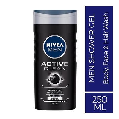 Nivea Men Active Clean Stimulating + Active Charcoal Shower Gel 250ml - Shower Gels & Body Wash