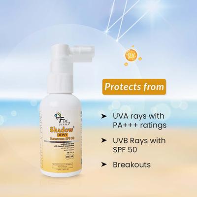 Fixderma Shadow Dewy Sunscreen SPF 50 Spray PA+++ for UVA and UVB Protection 50 ml - Body Sunscreen