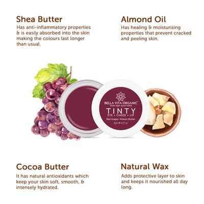 Bella Vita Organic Redgrape 3 In 1 Tinty For Lips 8 gm - Lip Stains & Tints