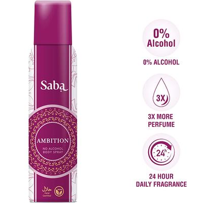 Saba Ambition No Alcohol Deodorant Body Spray for Women 150 ml - Women Deodorants/Roll-Ons